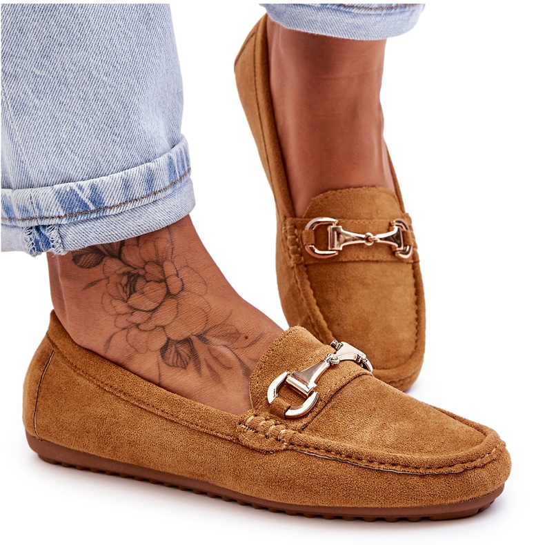 Klassische Wildleder-Loafer mit Camel-Verzierung Arla braun