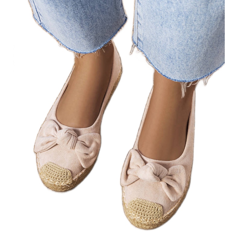 Beigefarbene Espadrilles mit Schleife von Dorothée