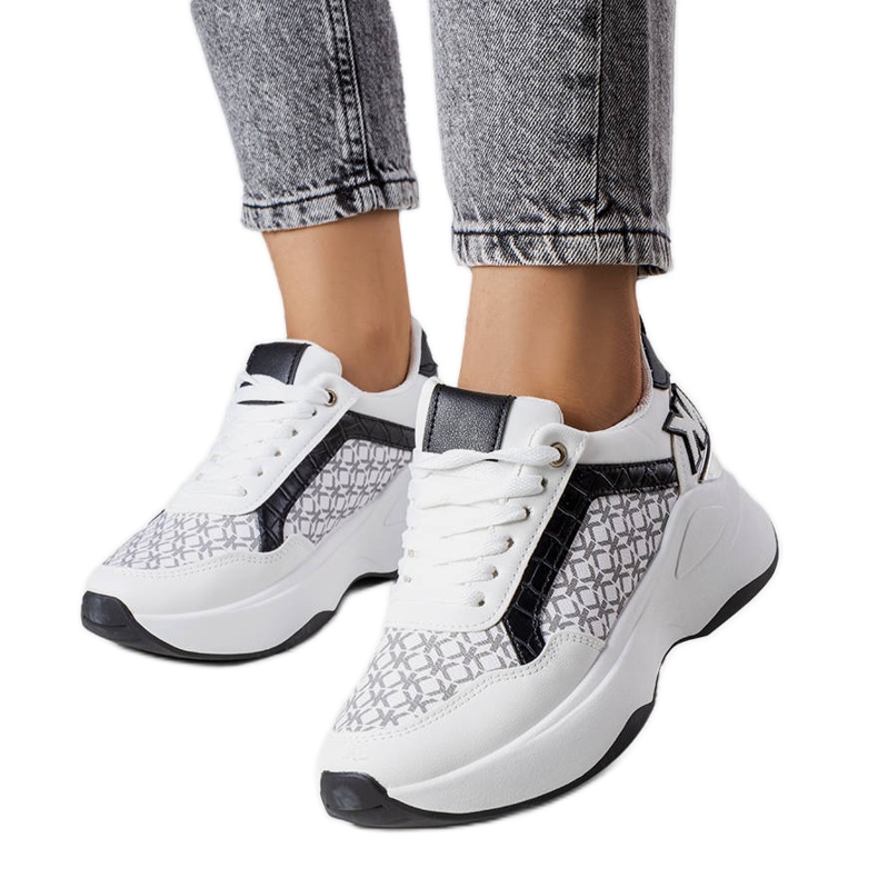 Schwarze Turnschuhe mit Margie-Monogramm weiß