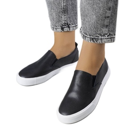 PA1 Schwarze Turnschuhe aus Öko-Leder Shelia