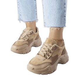 Beigefarbene Sneaker aus Stoffgemisch von Jenna