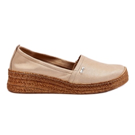 Lemar Espadrilles aus Leder mit Keilabsatz für Damen Beige &amp; Gold Hadlee