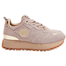 Damen Wildleder Plateau Sportschuhe GOE LL2N4001 Beige braun