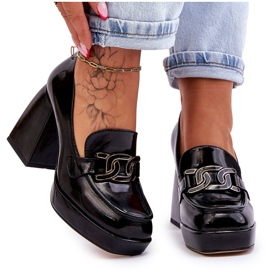 S.Barski Lederpumps auf massiven Absätzen Schwarz Maximo