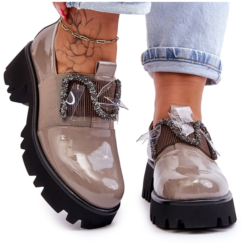 S.Barski Lackierte Schuhe mit Verzierungen Grauer Keily