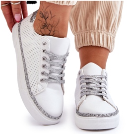 BM Niedrige perforierte Turnschuhe für Damen Weiß und Silber Daxton