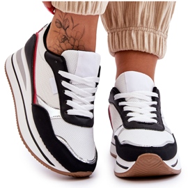 BM Damenschuhe mit Keilabsatz und Plateau Weiß und Schwarz Allen