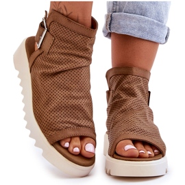 BM Kamelfarbene Adonis-Knöchelsandalen für Damen braun