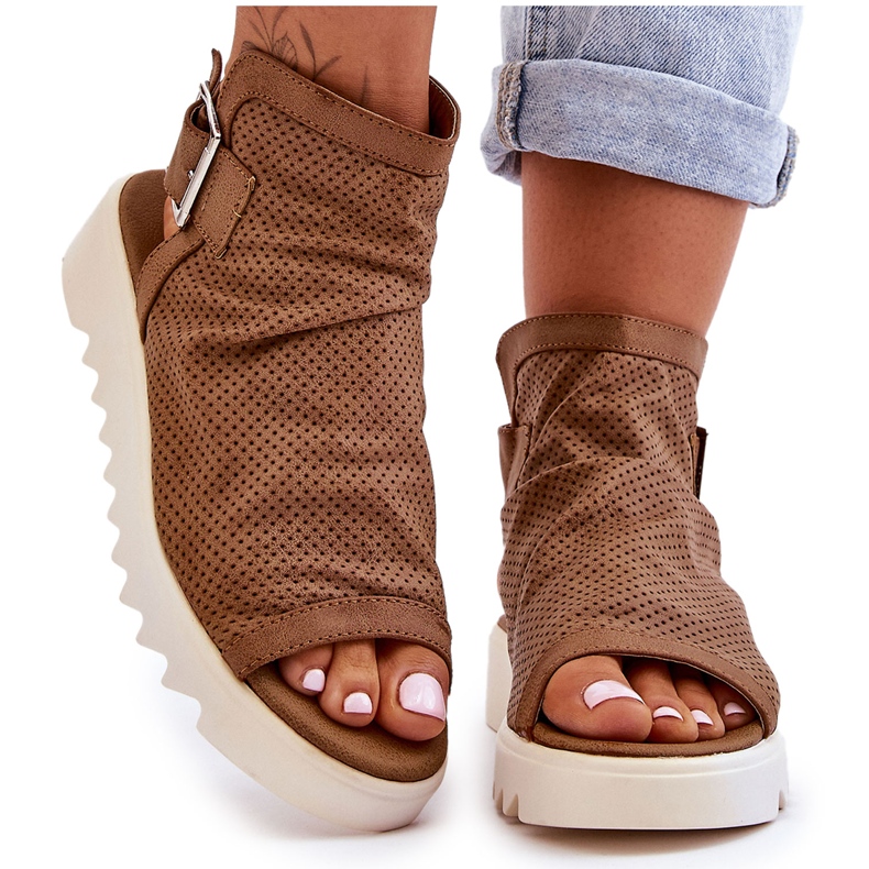 BM Kamelfarbene Adonis-Knöchelsandalen für Damen braun