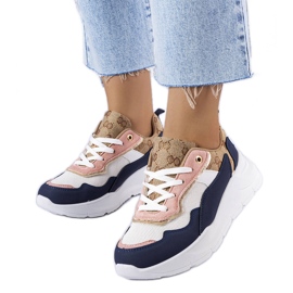 Marineblaue Sneakers mit goldenen Einsätzen von Lebrun weiß