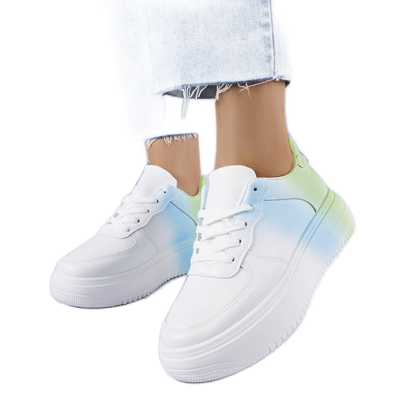 PA1 Weiße und grüne Plateausneaker von Lance blau