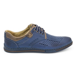 Polbut Herrenlederschuhe 402 Sommer, Marineblau mit Braun