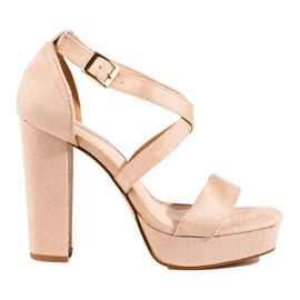 Shelovet Beige Sandaletten mit hohem Absatz