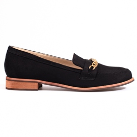 Klassische Loafer mit Kette Shelovet aus schwarzem Wildleder