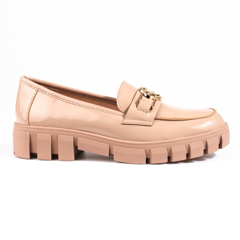 Vinceza Lack-Plateau-Loafer für Damen beige