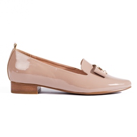 Vinceza Elegante lackierte Loafer mit niedrigem Absatz von Vnceza beige