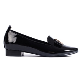 Elegante lackierte Loafer mit niedrigem Absatz von Vinceza schwarz