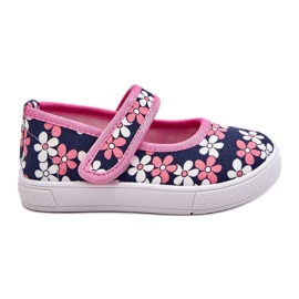 Kinderballerinas in marineblau-rosa Blumen Noah