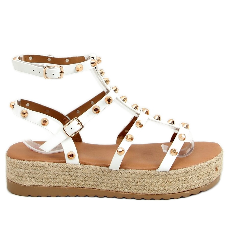 Alize White Espadrille-Sandalen mit Nieten weiß