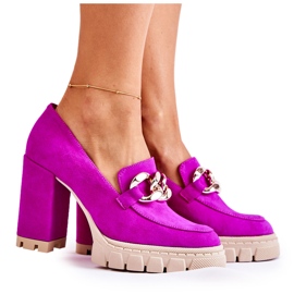 Lewski Shoes Modische Pumps auf der Plattform und einer Bar Lewski Schuhe 3197 Fuchsia violett rosa