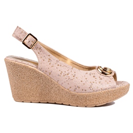 Shelovet Keilsandalen aus Wildleder für Damen beige