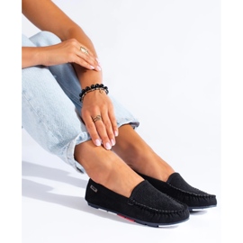 Schwarze, durchbrochene Shelovet-Loafer für Damen