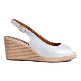 W. Potocki Elegante silberne Keilsandaletten von Potocki silber-