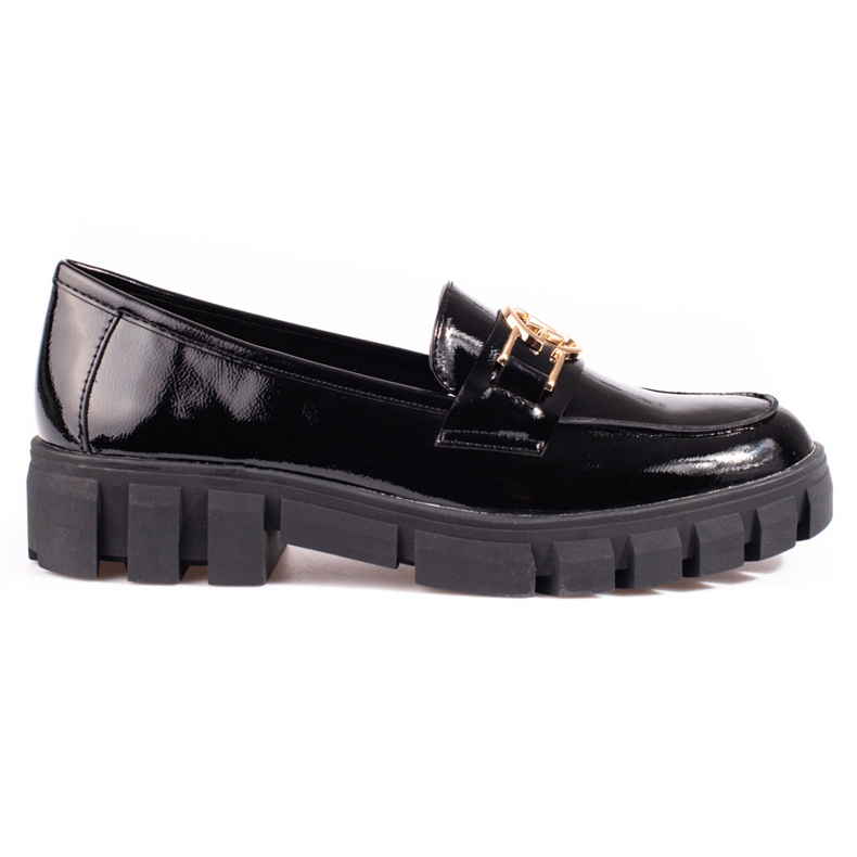 Vinceza Lack-Plateau-Loafer für Damen schwarz