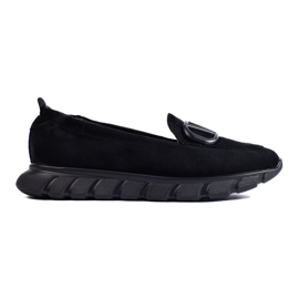 Damen Wildleder Plateau Loafer Vinceza schwarz