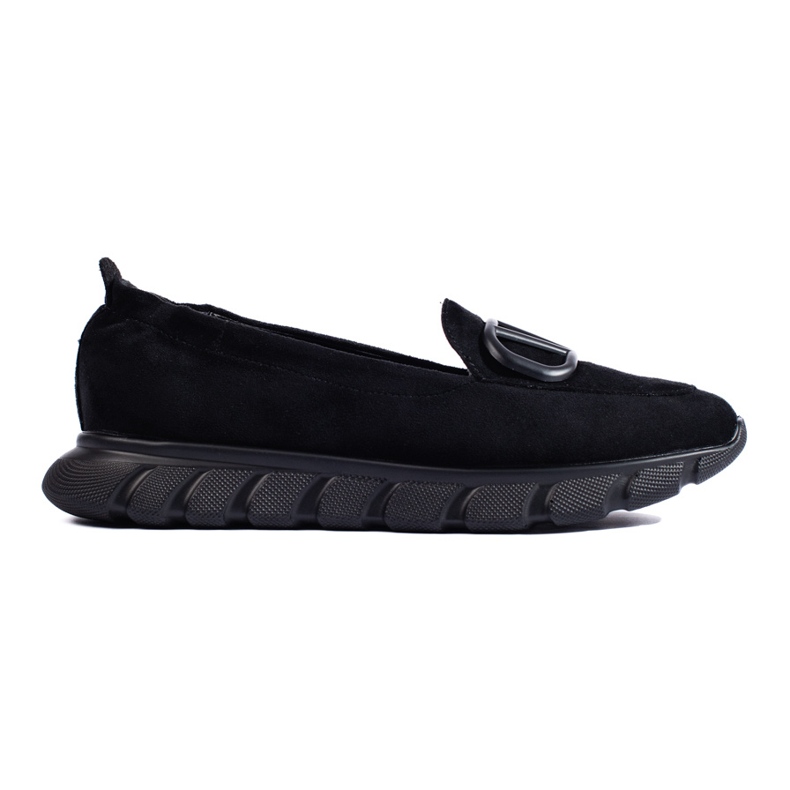 Damen Wildleder Plateau Loafer Vinceza schwarz