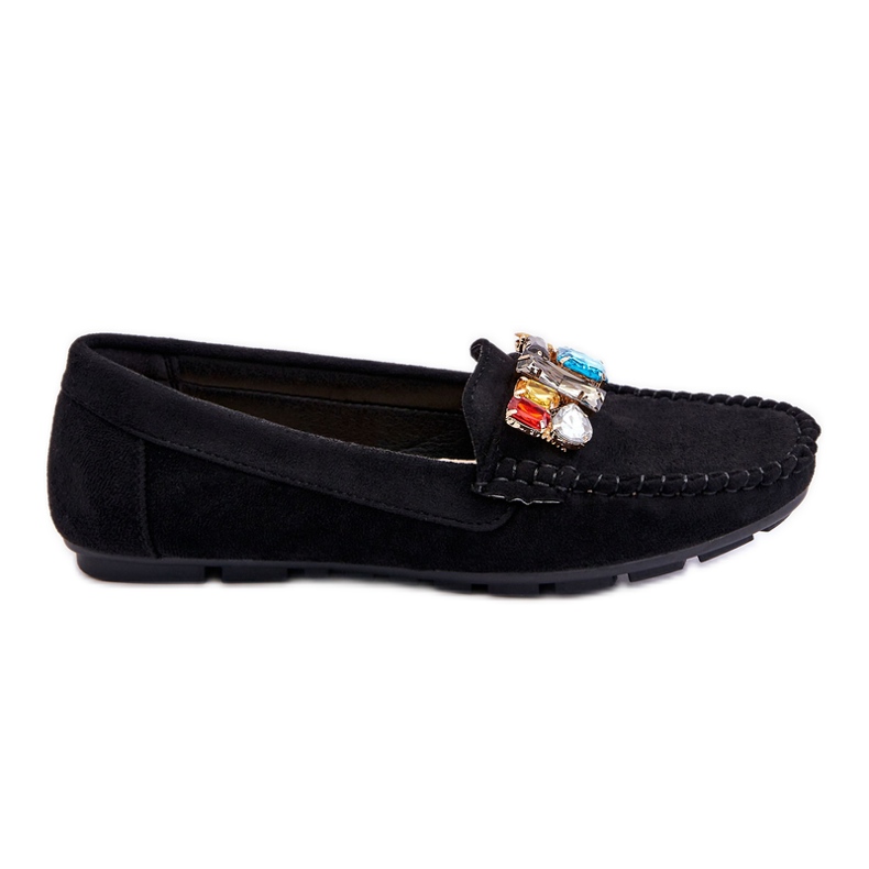 Damen Wildleder Loafer mit Kristallen Schwarz Lucille