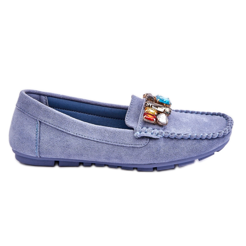 Damen Wildleder Loafer mit Kristallen Blau Lucille