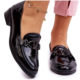 Vinceza Schwarze Marra Lack-Loafer mit flachem Absatz