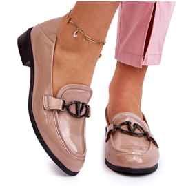 Vinceza Lack Beige Marra Flat Heel Loafer