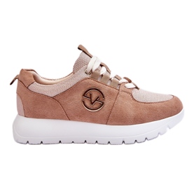 Vinceza Damen-Plattform-Sportschuhe Beige Aisha