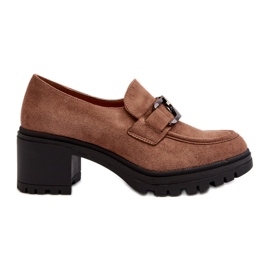 Vinceza Wildleder Chunky High Heels Braun Finley