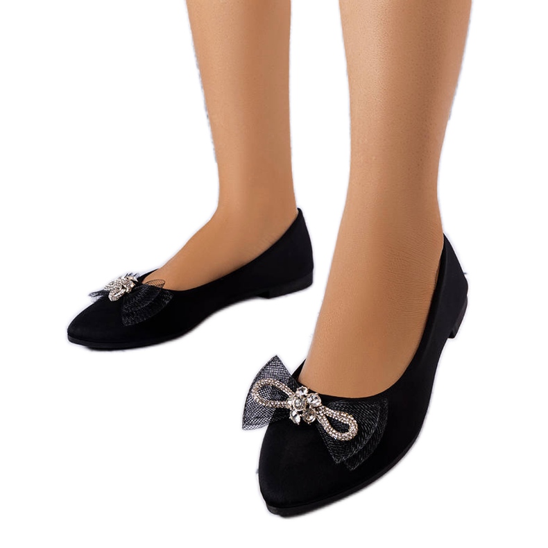 Schwarze Ballerinas mit Schleife und Strass von LaGarde