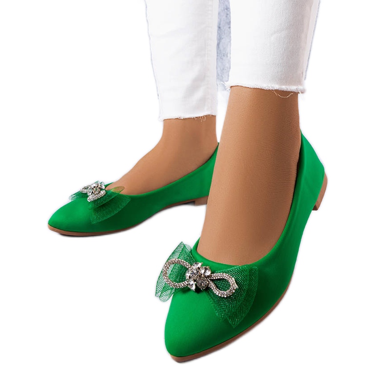 Grüne Ballerinas mit Schleife und Strass von LaGarde