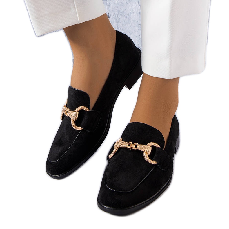 Schwarze Loafer mit Goldverzierung von Fluet