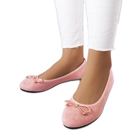 BM Rosafarbene Ballerinas mit Chandonnet-Schleife