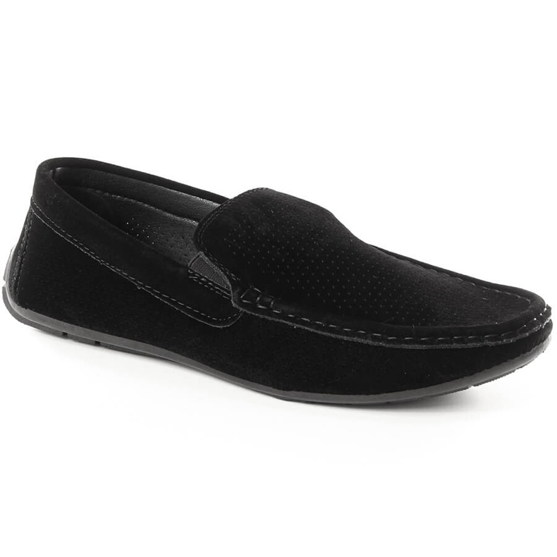 News 4873 Slip-on-Loafer aus schwarzem Wildleder mit Lochmuster für Herren