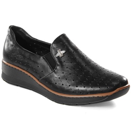 Schwarze durchbrochene Keilschuhe für Damen Jezzi MR1840-12