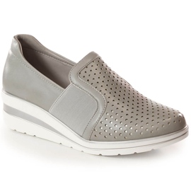 Durchbrochene Keilschuhe für Damen grau Jezzi MR1738-17