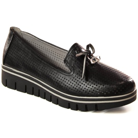 Durchbrochene schwarze Plateauschuhe für Damen Jezzi RMR2268-2