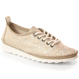 Leichter Damen-Sportschuh aus Leder beige Artiker 52C0691