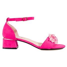 Damen-Sandalen von Shelovet in Rosa mit niedrigem Absatz