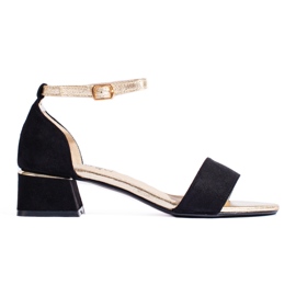 Schwarze Shelovet Damensandalen mit niedrigem Absatz