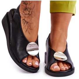 Vinceza Keilsandalen aus Leder für Damen Schwarz Justice