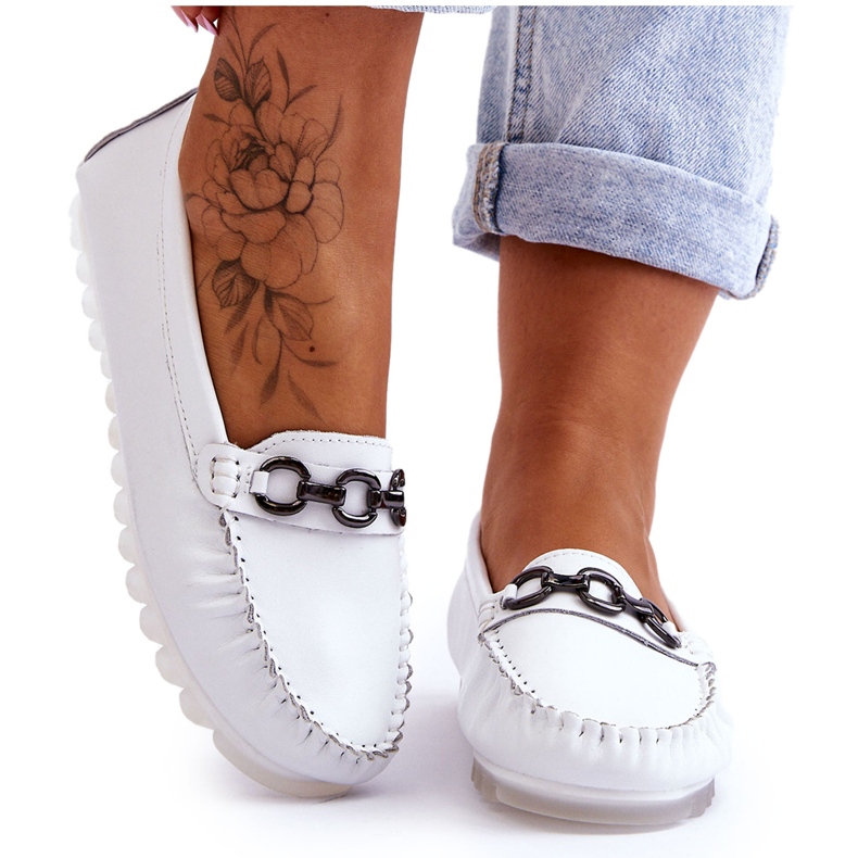 Vinceza Bequeme Leder-Loafer für Damen Weiß Miguel