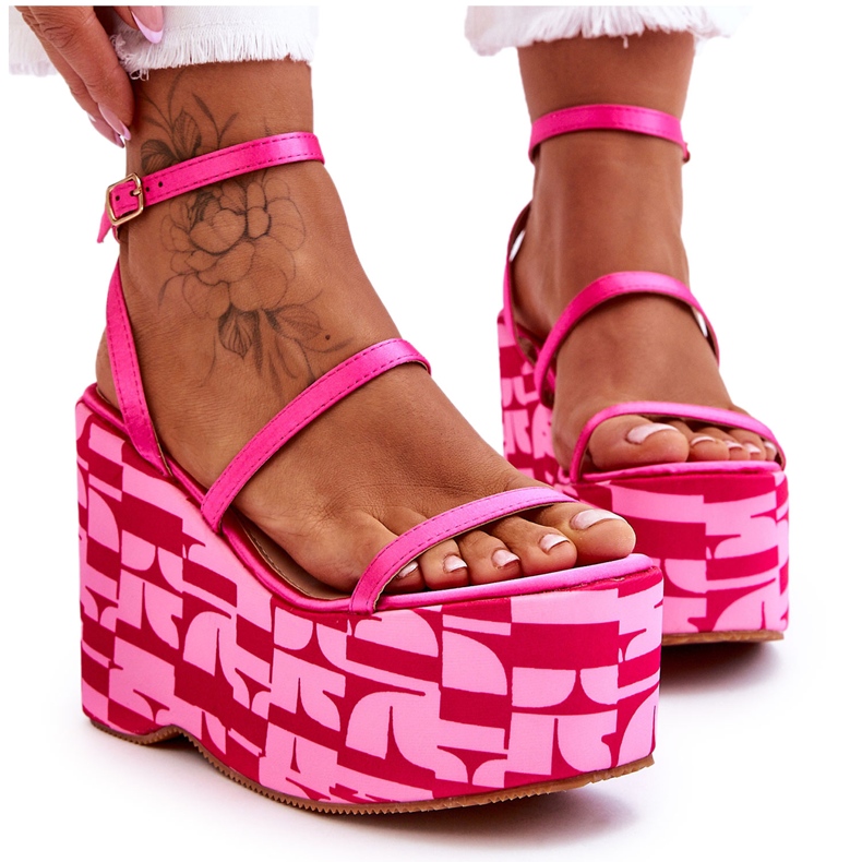 FS1 Modische Keilsandalen mit Mustern Fuchsia Claria rosa